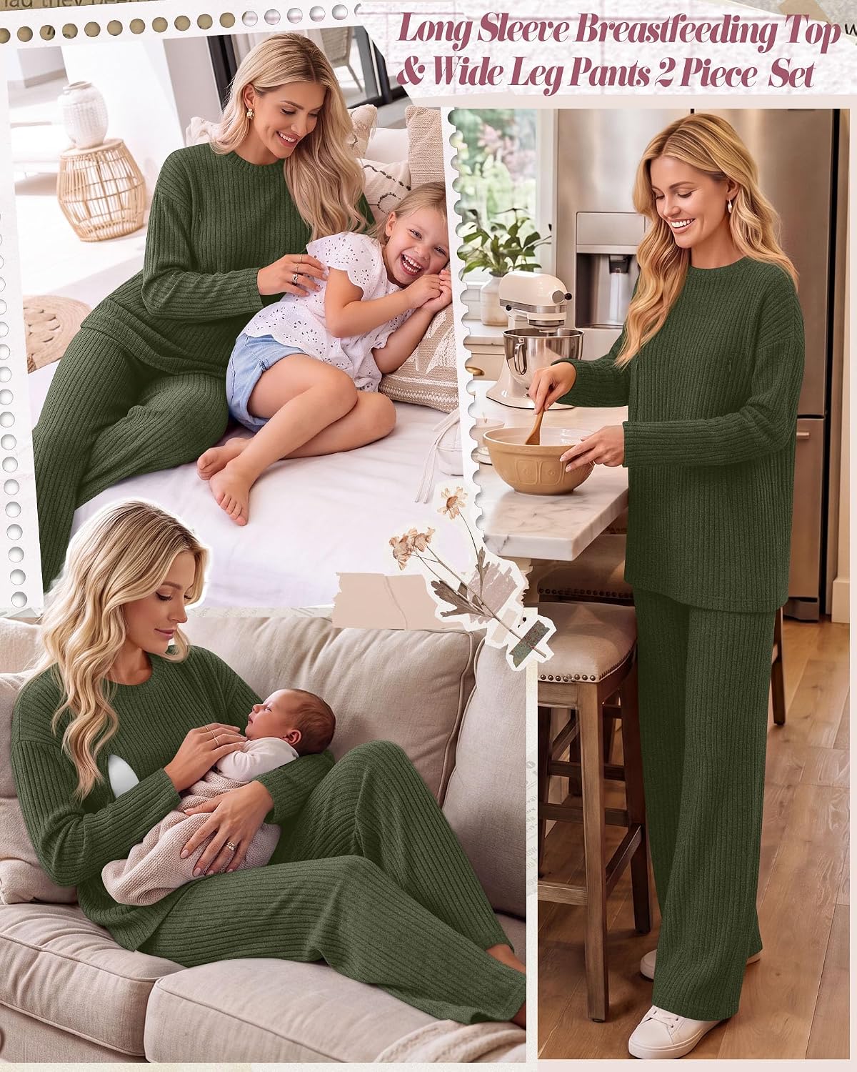 2 Piece Maternity Nursing Lounge Pajamas Set