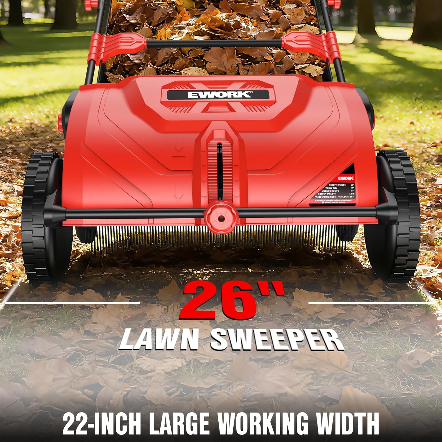 Push Lawn Sweeper, 26-INCH Leaf Sweeper for Lawn Push with 3.5 cu.ft.Hopper Bag, Adjustable Brush Height, Lightweight