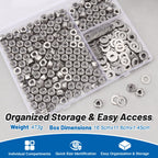 DFDU #10-24 Lock Nut 320Pcs Stainless Steel Nylock Locking Nuts with Washer