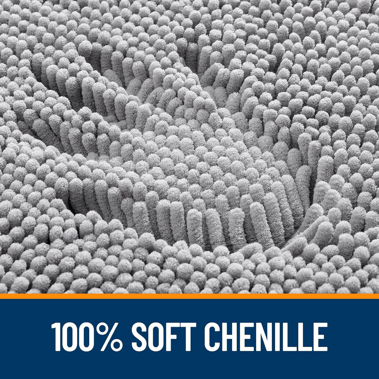 Bathroom Rugs 30x20, Extra Soft Absorbent Chenille Bath Rugs | Grey, Quick-Drying Rubber Backing, Machine Washable