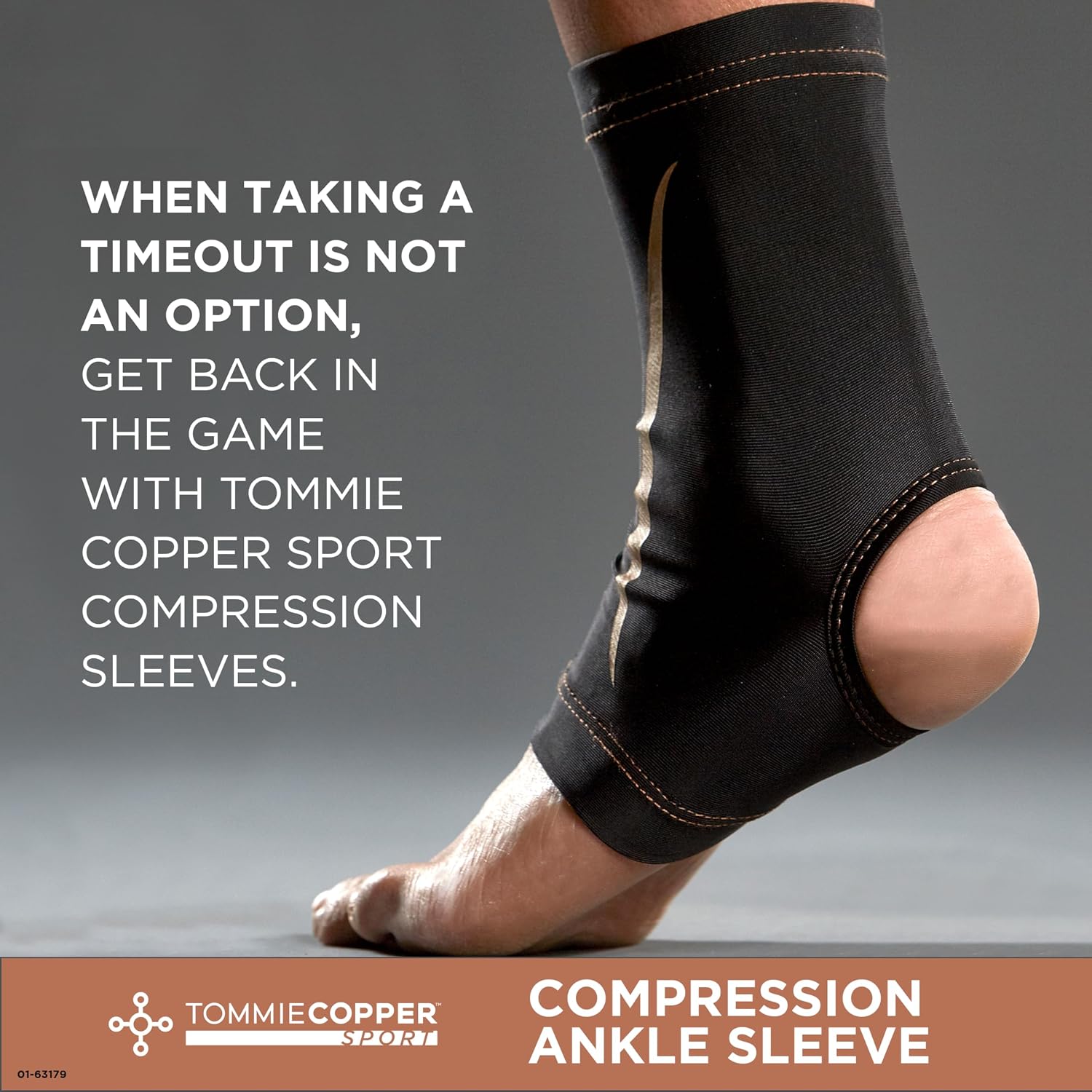 Ankle Compression Sleeve, 15-20 mmHg (L/XL, Black)