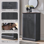 Tilt-Out Trash Can Cabinet, Fluted Laundry Hamper Cabinet, Dark Gray
