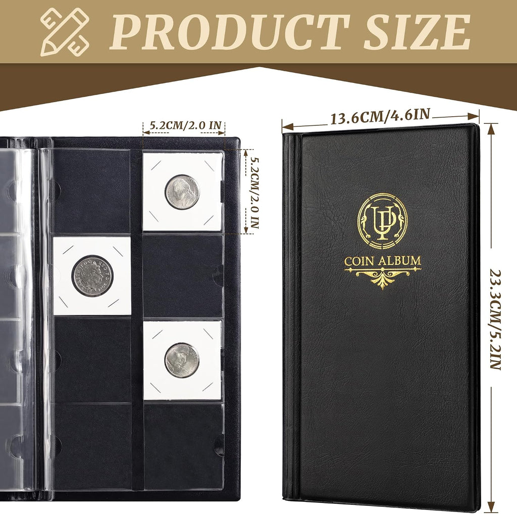 80 Pockets Collecting Album for 2x2 inches Coin Flip | Uncle Paul Classic Large Capacity Collection Book Coin Holder