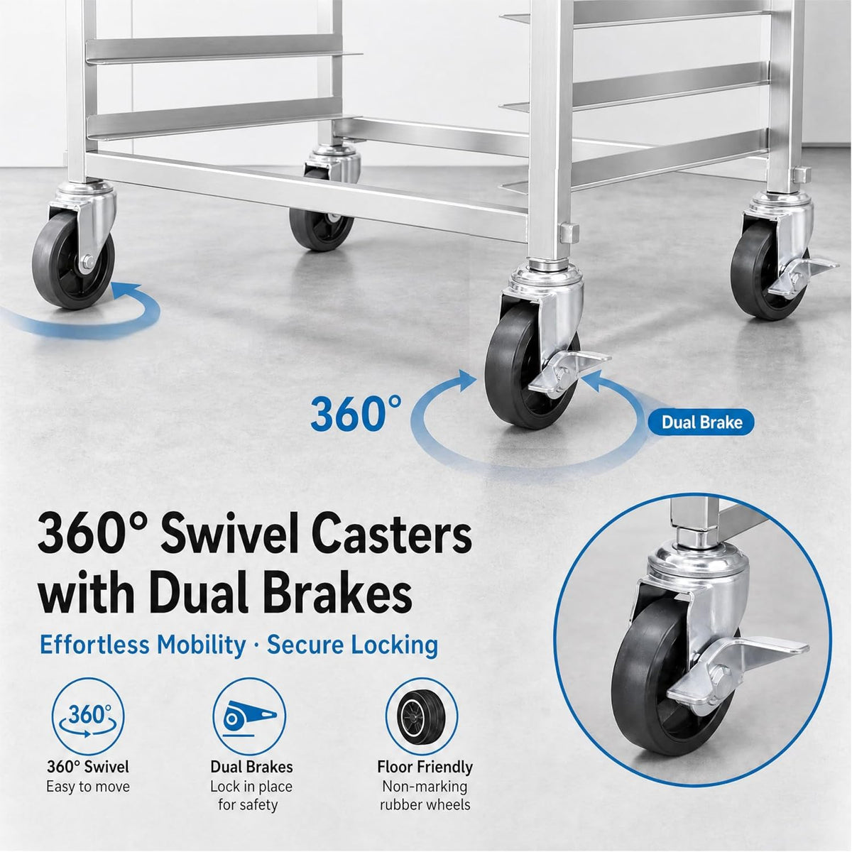 38" 10-Tier Bread Rack Cart Fits Full & Half Sheet Pans