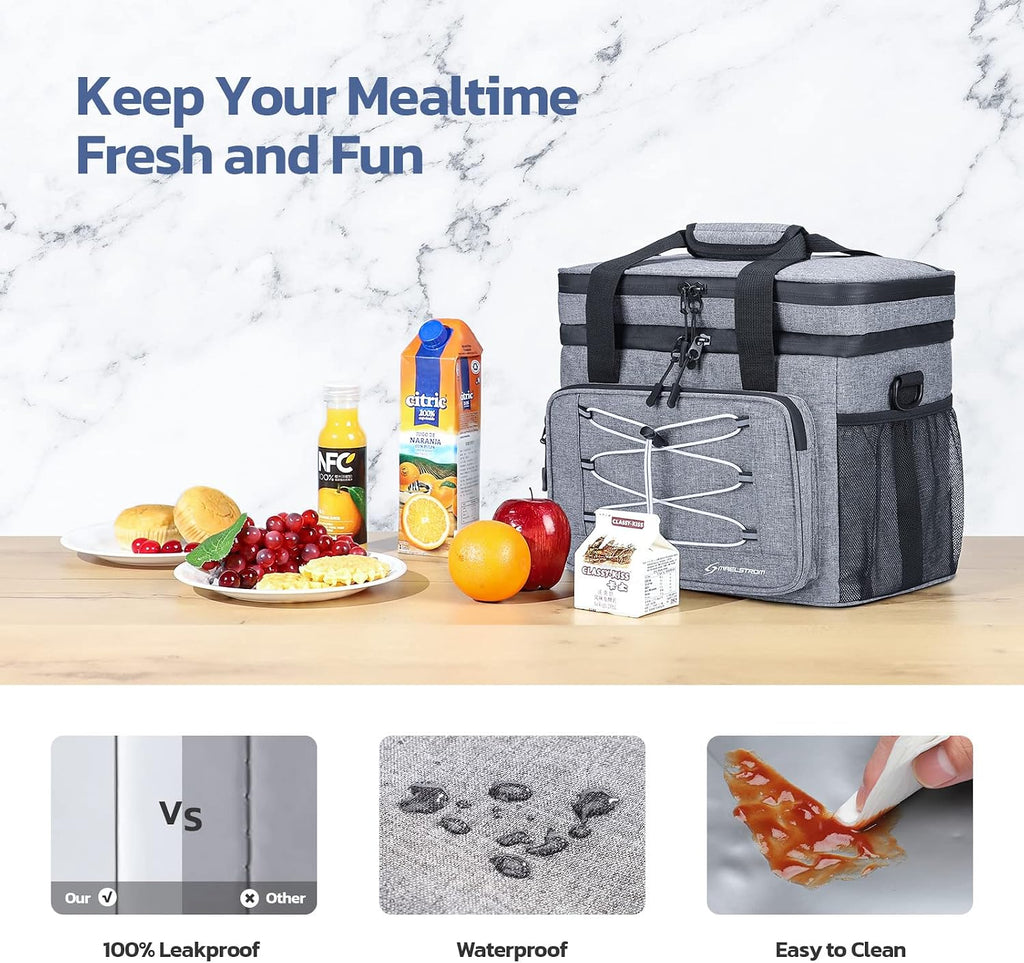 24/30/60 Can Soft Cooler Bag, Double Deck Portable Ice Chest | 12H Cold, 5-layer Insulation, Lightweight