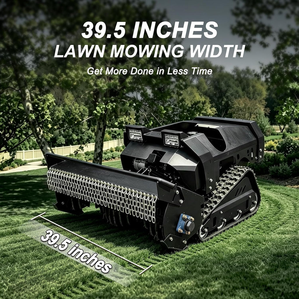 B&S 13.5HP Remote Control Lawn Mower - 39.5" Front Flail Deck Tracked Mower, 1600W Brushless Motor, 40° Slope Brush