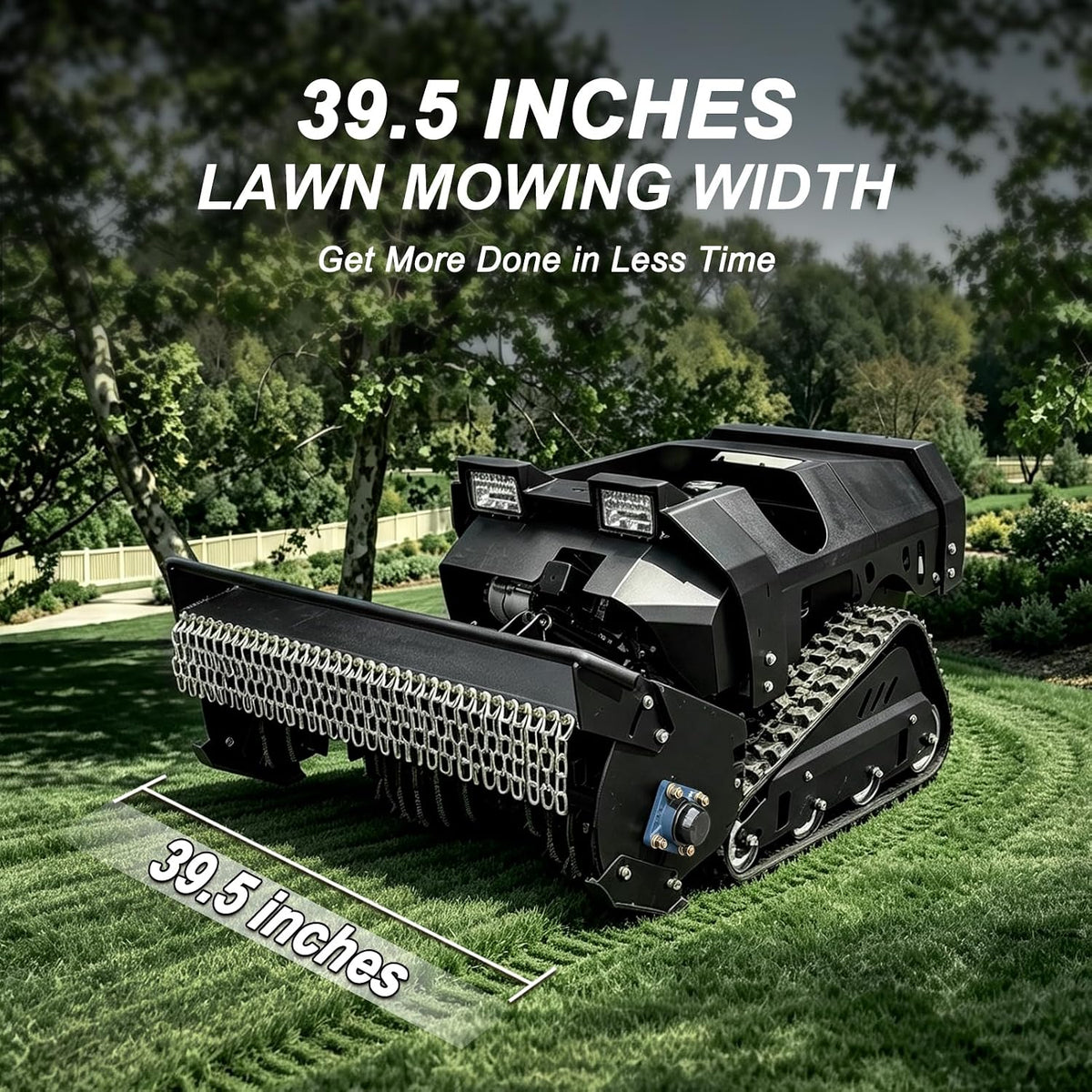 B&S 13.5HP Remote Control Lawn Mower - 39.5" Front Flail Deck Tracked Mower, 1600W Brushless Motor, 40° Slope Brush