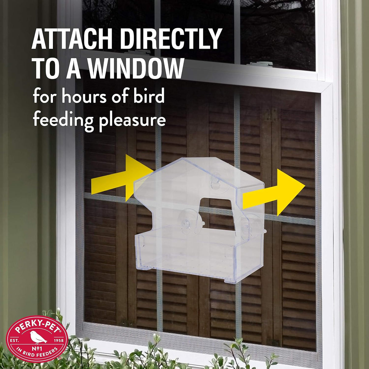 Clear Outdoor Window Bird Feeder with Strong Suction Cups – 1/2 Lb Seed Capacity - Perky Pet 345 - Entertaining Bird