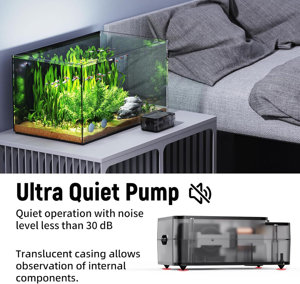 Aquarium Air Pump,Ultra-Quiet/Small Size/More Output Air Pump for Fish Tank 1.5w/29GPH/14Kpa,with Air Stone