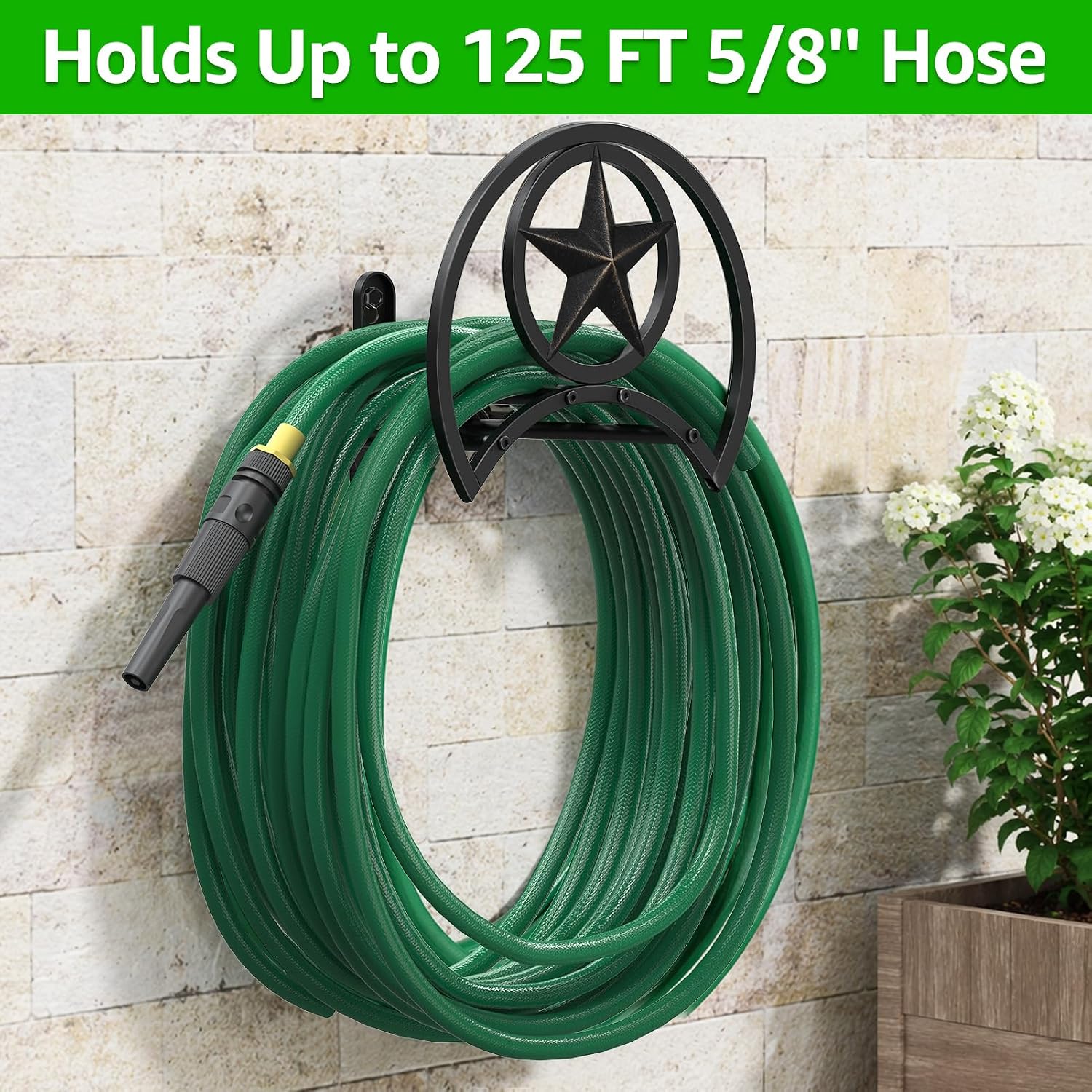 Garden Hose Holder, Decorative Hose Butler Sturdy Water Hose Rack, Durable Wall Hose Hanger, Holds 125-Feet of