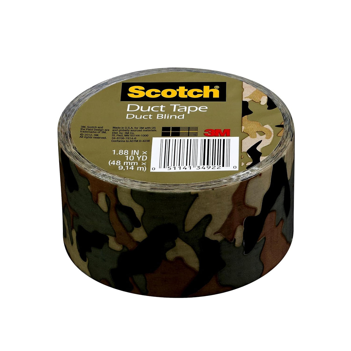 Duct Tape, Camo, 1.88 in x 10 yd, 1 Roll (910-CMO-C)
