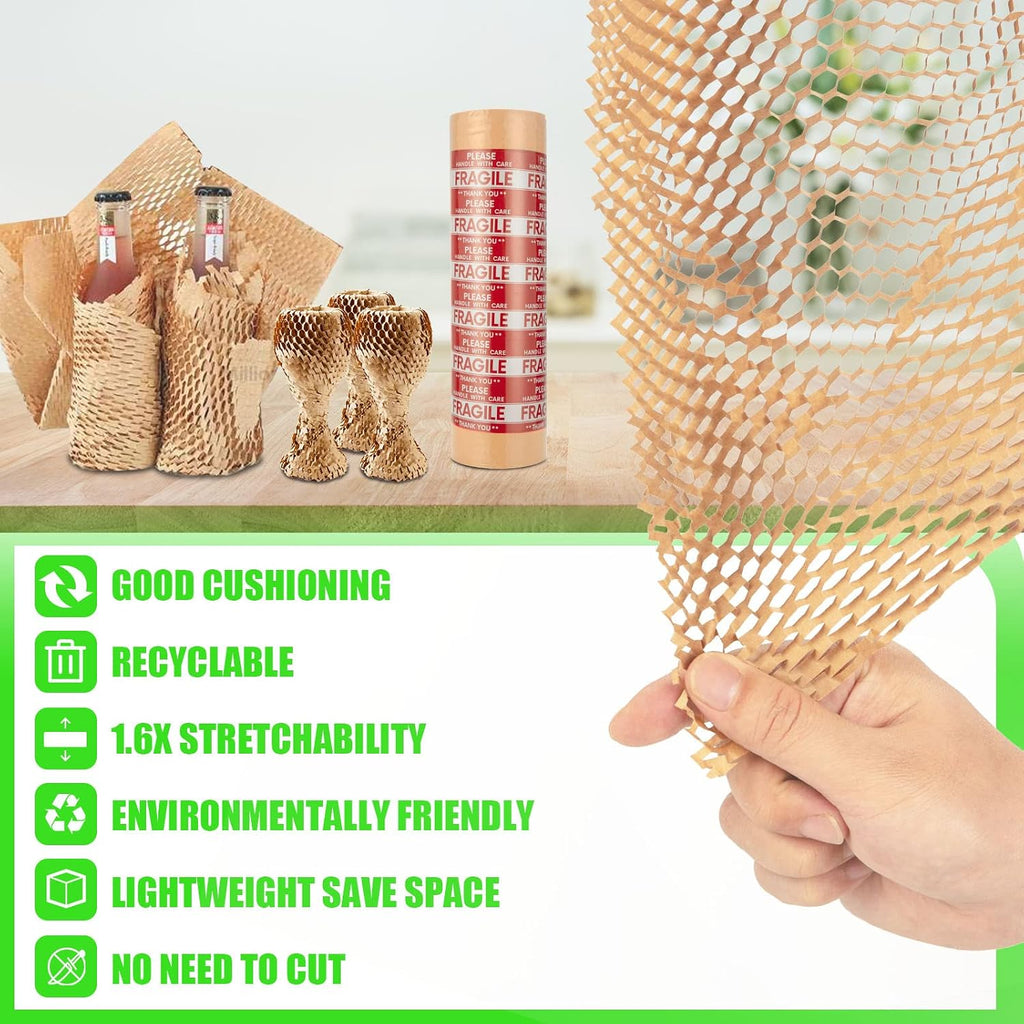 Honeycomb Packing Paper, MINHAO 15"x230' Eco Friendly Packing Paper for Moving Recyclable Honeycomb Paper Moving