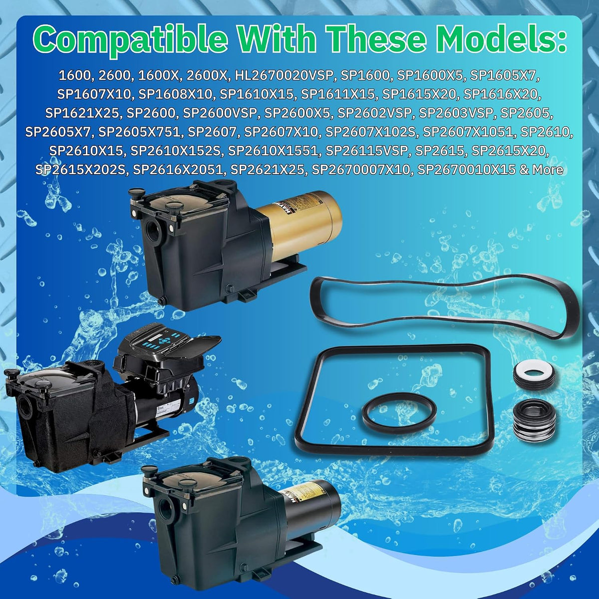 KitKing - SPX1600TRA Super Pump Seal Replacement for Hayward Go Kit 3. Fits SP1600, SP2600 in Regular, X, VSP Models. SPX1600TRA SP1600Z2 PS-201 SPX1600R SPX1600S SPX1600T Pool
