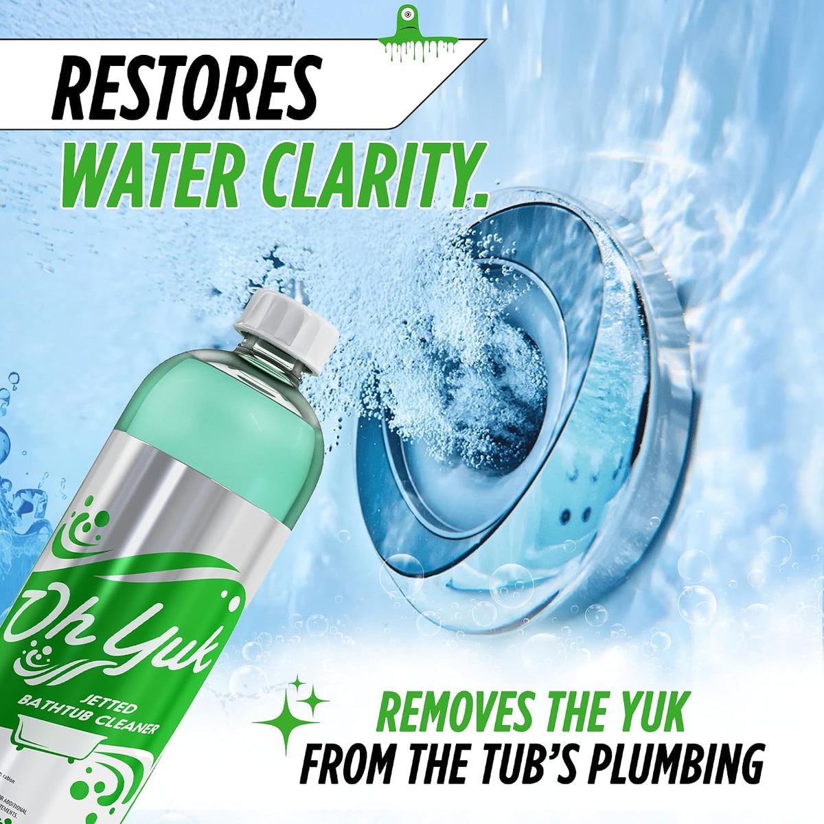 Oh Yuk Jetted Tub Cleaner 2 Pack for Jacuzzis & Whirlpools, Septic Safe