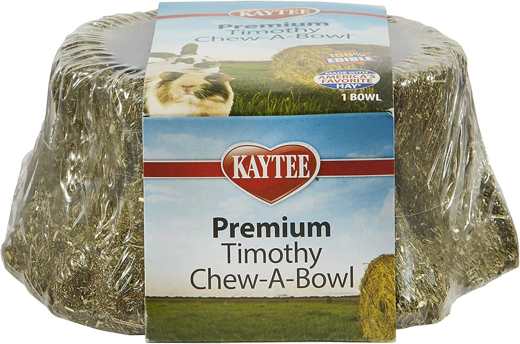Premium Timothy Hay Chew-A-Bowl for Rabbits, Guinea Pigs | Helps satisfy chewing. Edible bowl for rabbit treats.