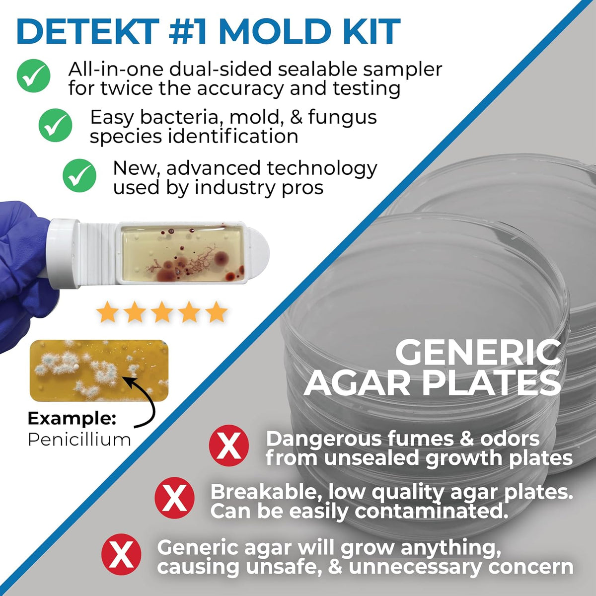 Mold Test Kit - 4 Mold + 4 Bacteria Tests for Home & HVAC