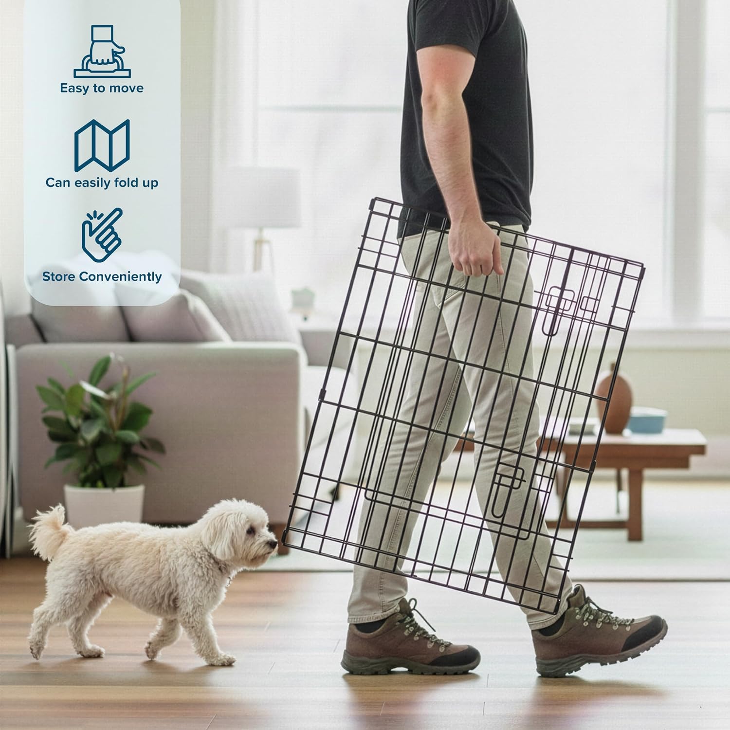 Dog Playpen - Foldable Metal Exercise Puppy Play Pen with 8 24x30in Panels - Indoor/Outdoor Pen with Door for Dogs