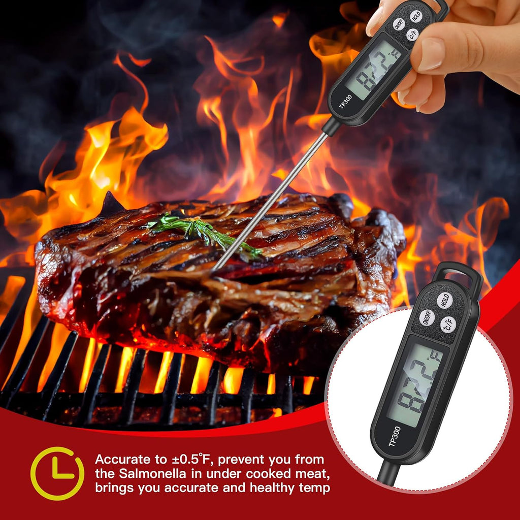 6 Pcs Food Thermometer Instant Read Probe BBQ,Black