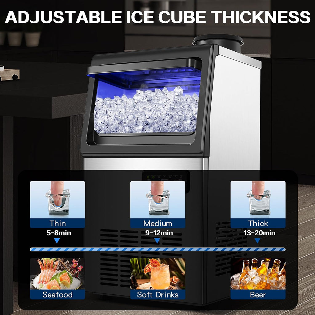 110LBS/24H Commercial Ice Maker Machine Under Counter/Freestanding