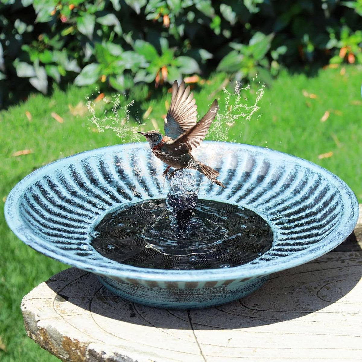 12.3" Solar Bird Bath Bowl,Metal Solar Bird Bath Fountains for Outdoors