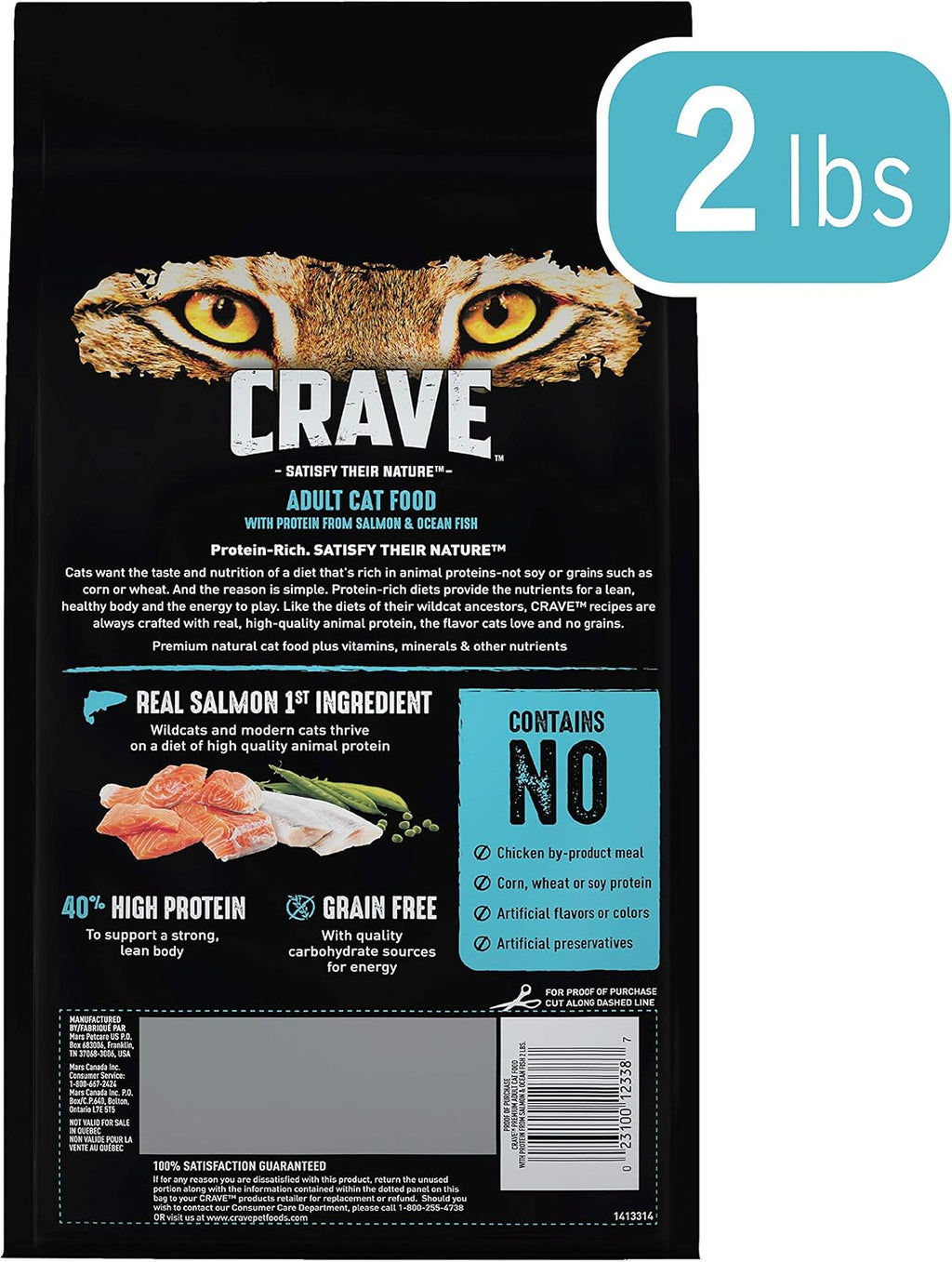Grain Free High Protein Dry Cat Food, Salmon & Ocean Fish, 2 lb