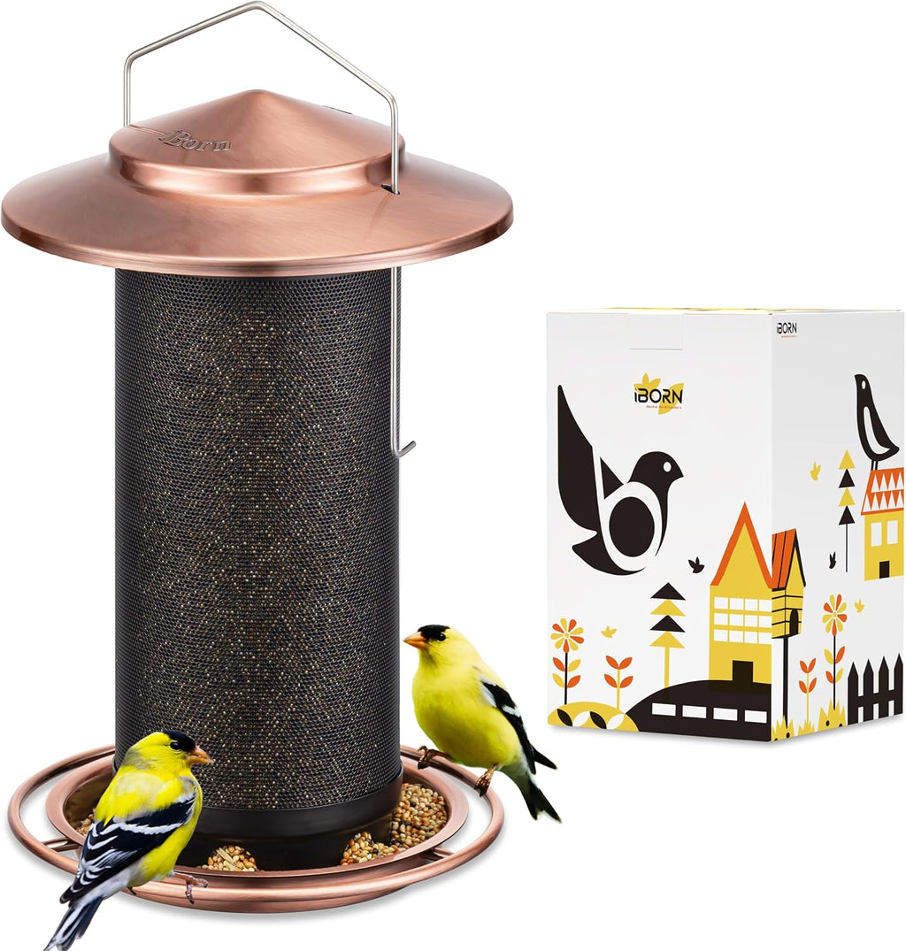 Bird Feeders for Outdoors, Metal Mesh Tube, 2.8LB, Copper-Plating, 1PK
