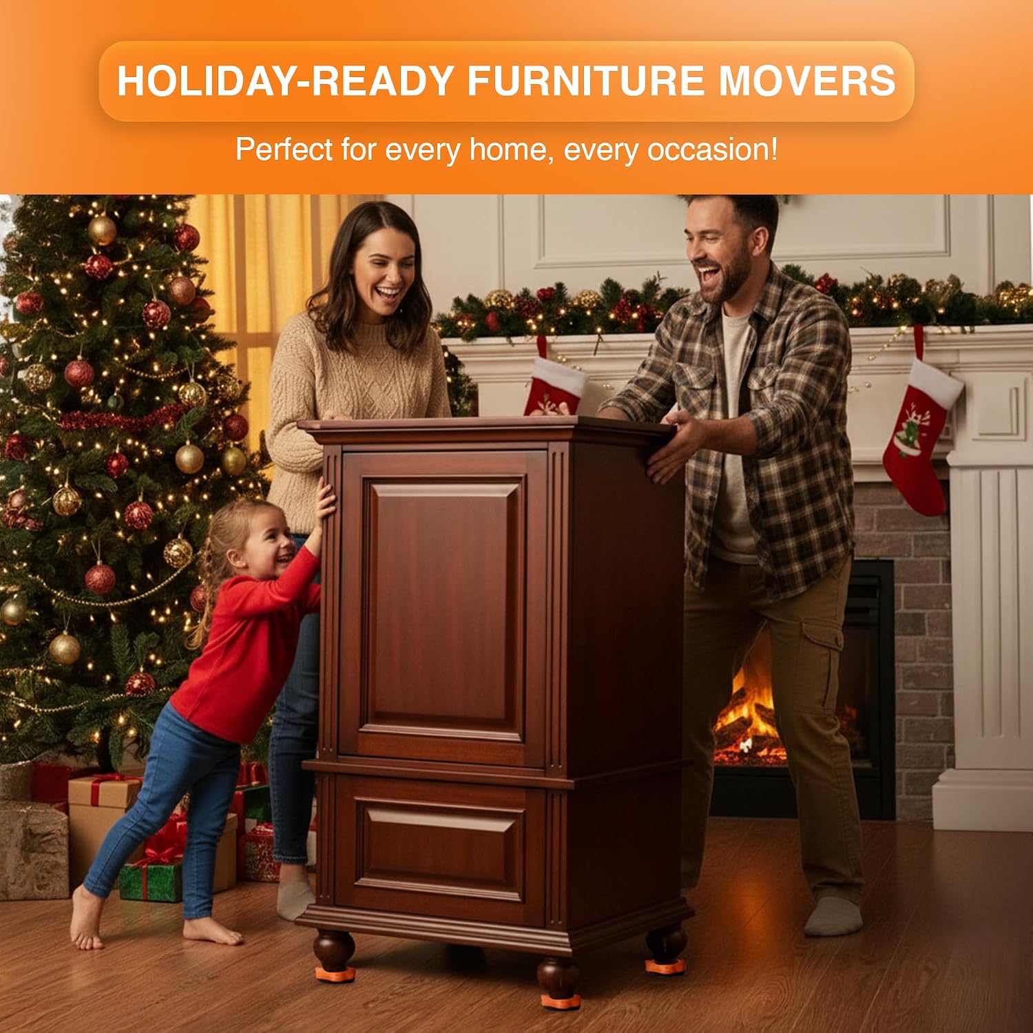 Heavy Duty Furniture Lifter & Moving Kit – Lift & Glide Couches, Beds, Appliances with Ease – 4 Roller Sliders (660
