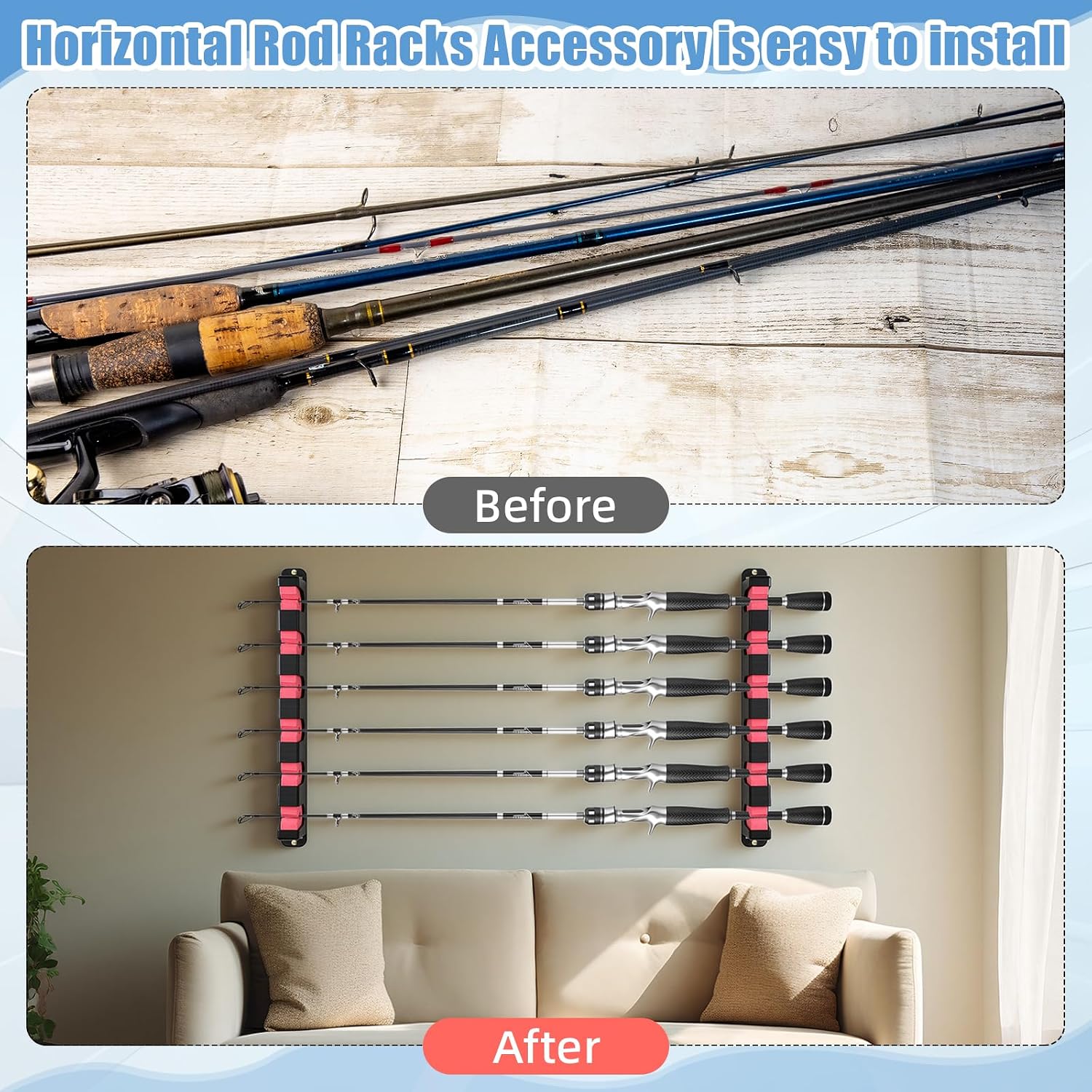 3 Set Fishing Rod Holders for 18 Garage Fishing Rod Rack Wall Mount Fish Pole Holders for Boat Room Vertical