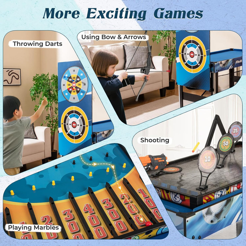 10-in-1 Multi Game Table, 48" Combo Game Table with Billiard, Table Tennis, Hockey, Basketball, Football, Field