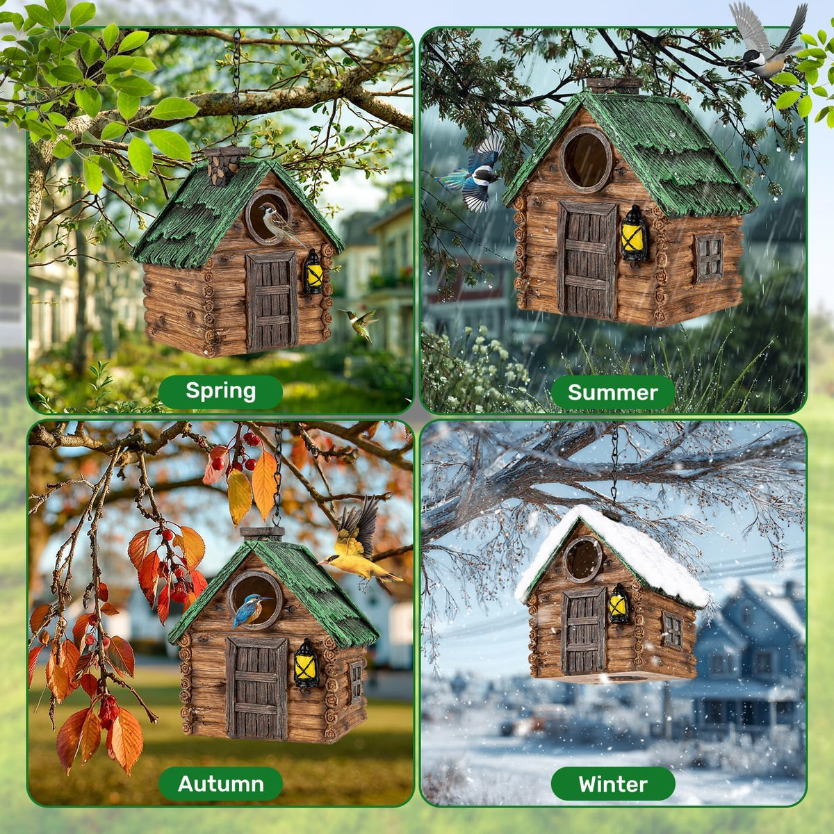 Bird House for Outside, Resin Bluebird House for Outdoors Finches, Cardinals and Yellow Finches Wild Bird Nesting, 5