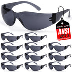 Black Safety Glasses for Men & Women, Bulk, ANSI Z87.1, 12 Pack