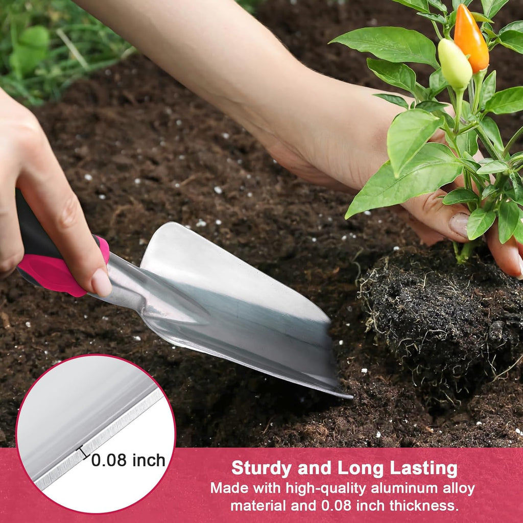 Garden Tools Set, 3 Pack Heavy Duty Gardening Tools Set Include Garden Shovel, Transplant Trowel and Hand Rake with