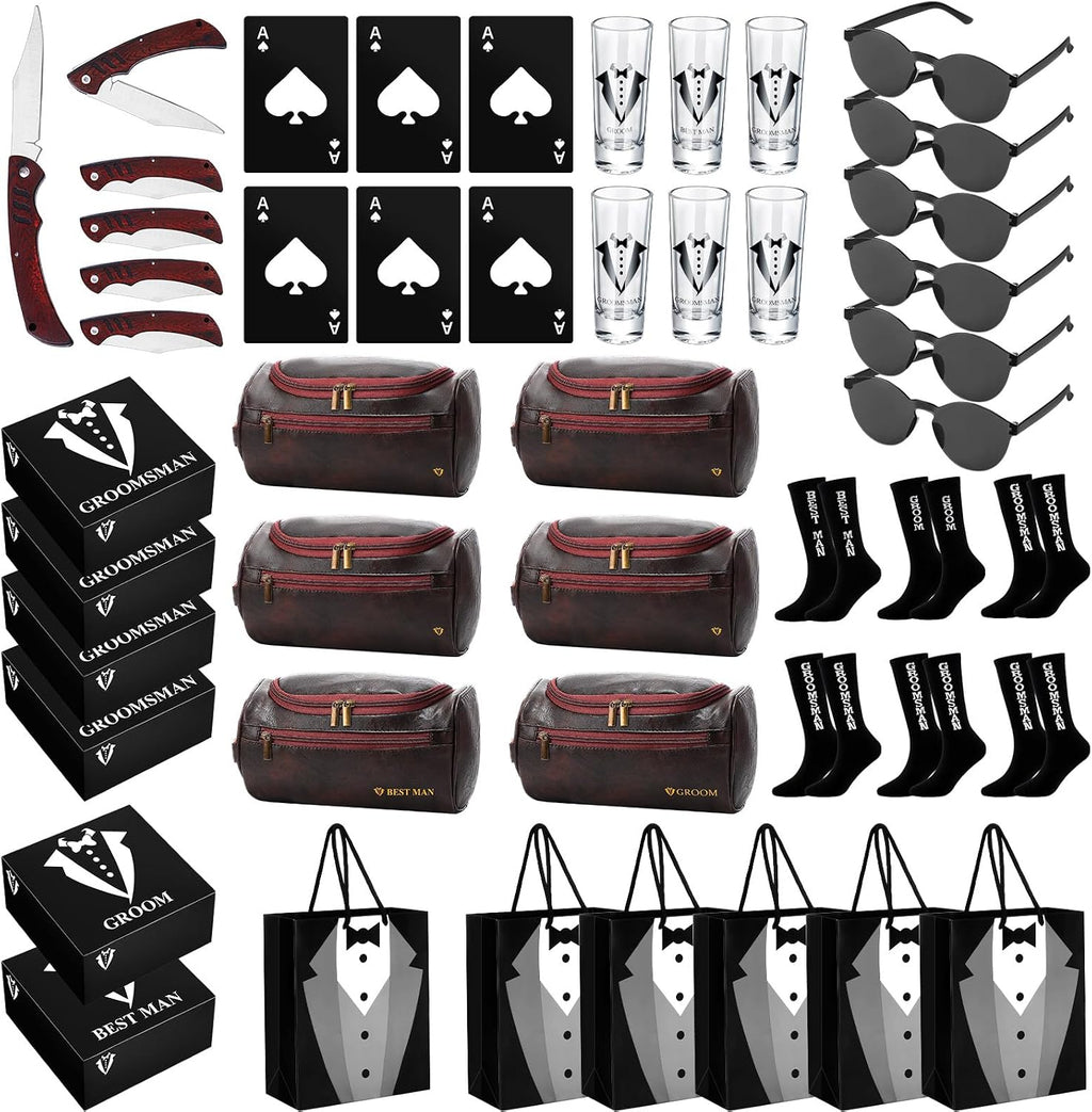 48 Pcs Groomsmen Gifts Box Set of 6, Groomsman Proposal Gift Bulk