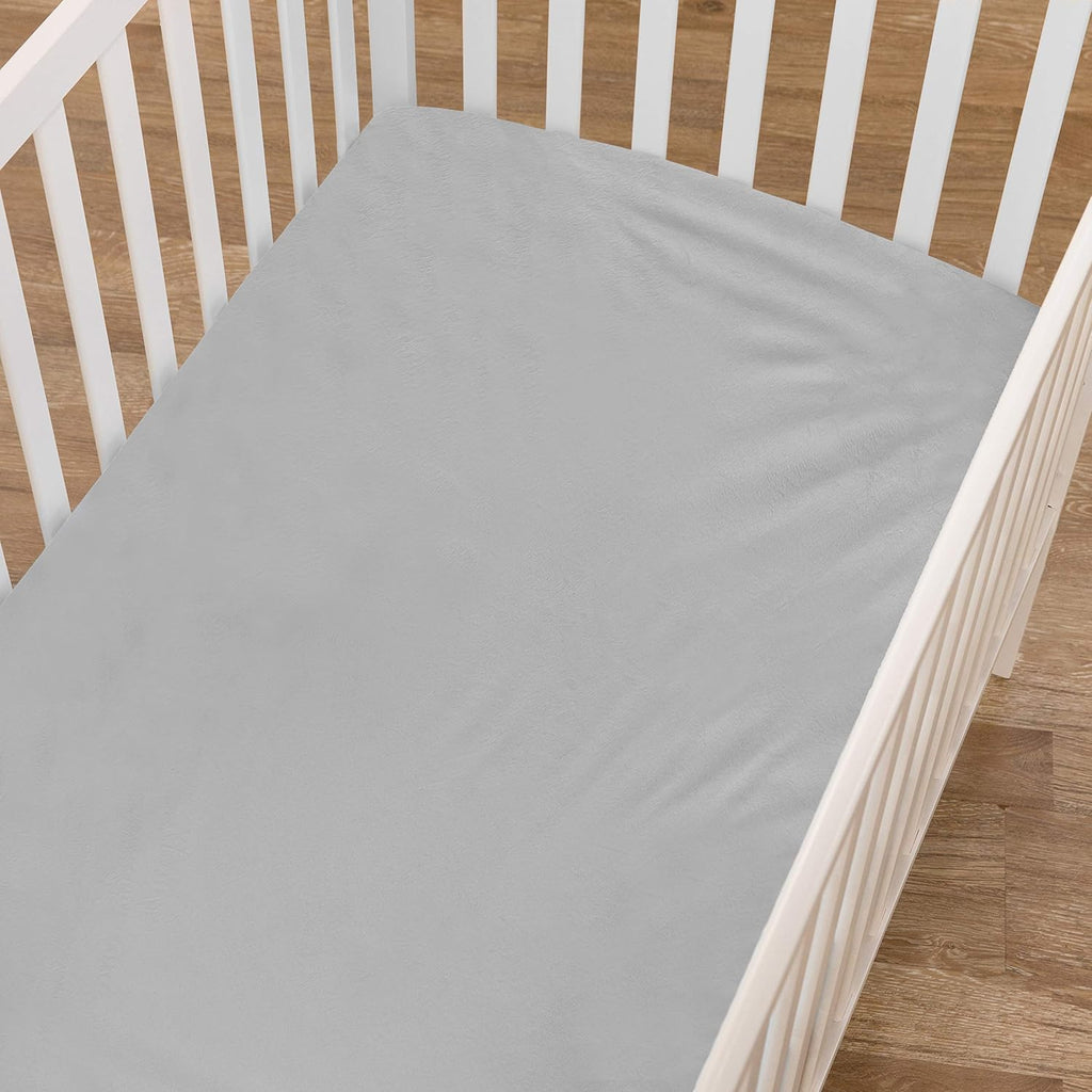 Heavenly Soft Chenille Fitted Crib Sheet 28" x 52", Warm and Cozy Neutral Chenille Sheet, Steel Gray