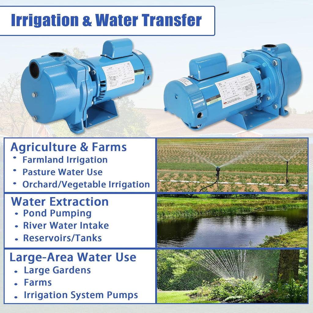 Fit for GT15 Self-Priming Centrifugal Pump,1.5HP Motor/230 Volts