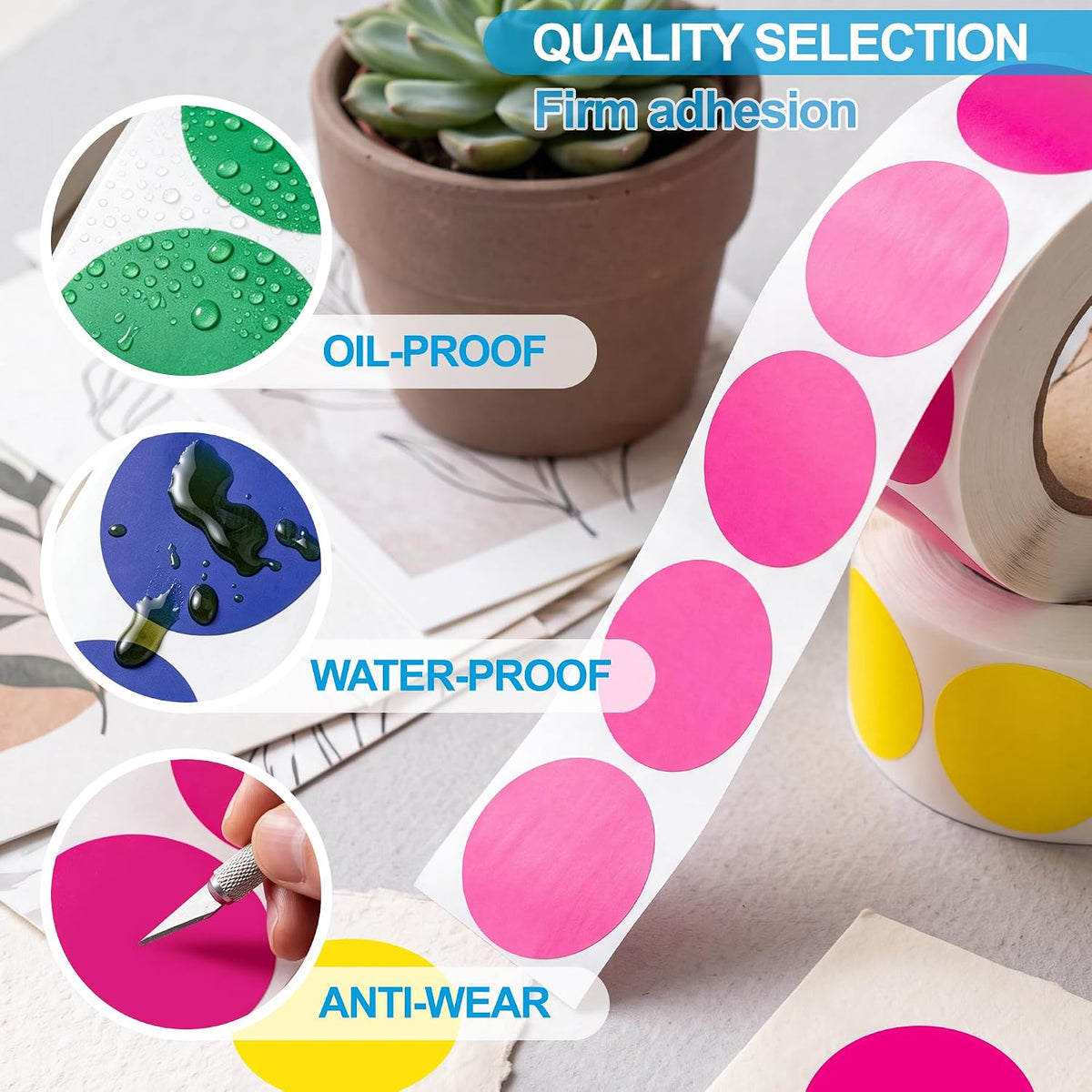 Colored Dot Stickers,4000 PCS(8 Rolls, 3/4")