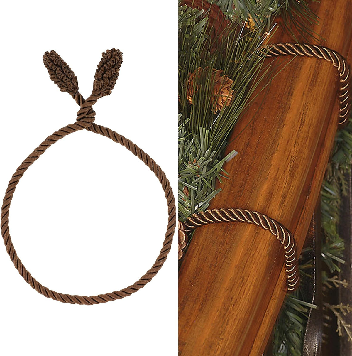 Decorative Twist Ties, 6 Pack, 20 inches (Brown)
