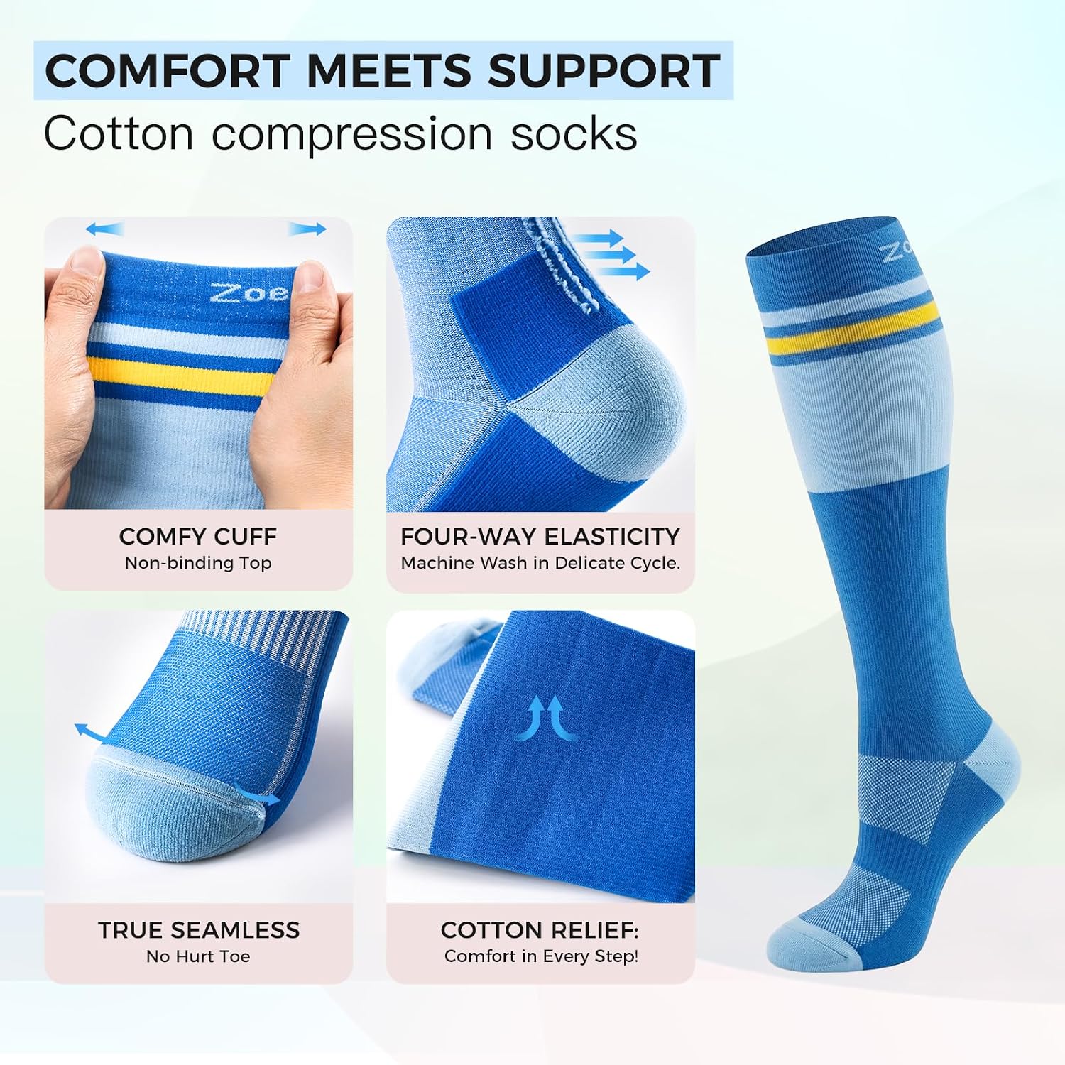 Compression Socks 20-30 mmHg for Women & Men, Graduated Support for Circulation & Swelling