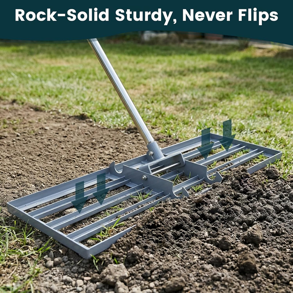 Lawn Leveling Rake 35x10 inch, (Professional-Grade) Lawn Leveler Tool with Stainless Steel Handle Rakes for Lawns