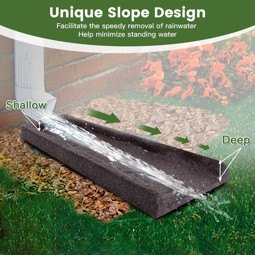 2 Pack Rubber Downspout Splash Block Rain Gutter Down Spout Drain Trays Brown