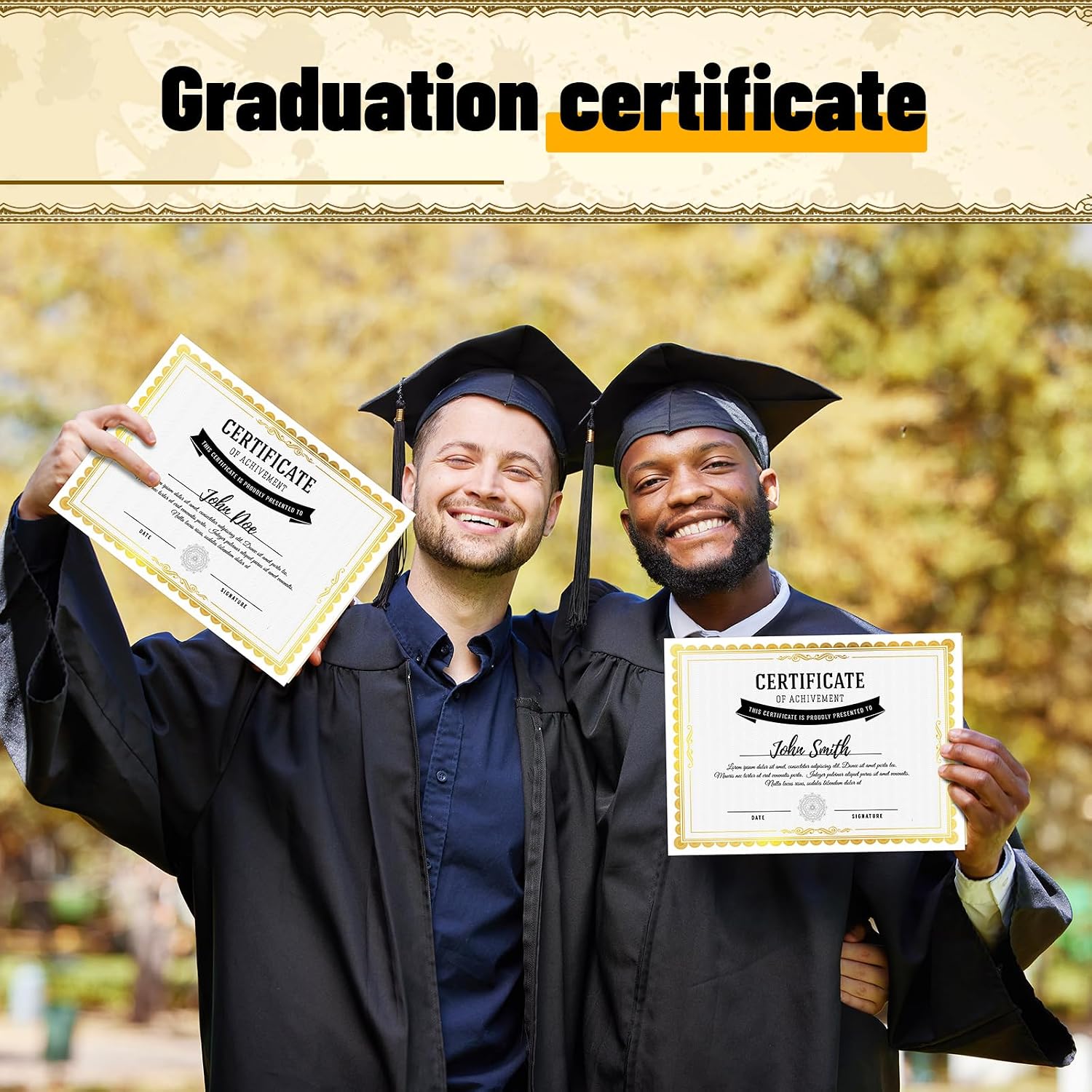 100 Sheet Gold Foil Border Certificate Paper 8. 5 x 11 for Printing Blank Cardstock for Graduation Diploma