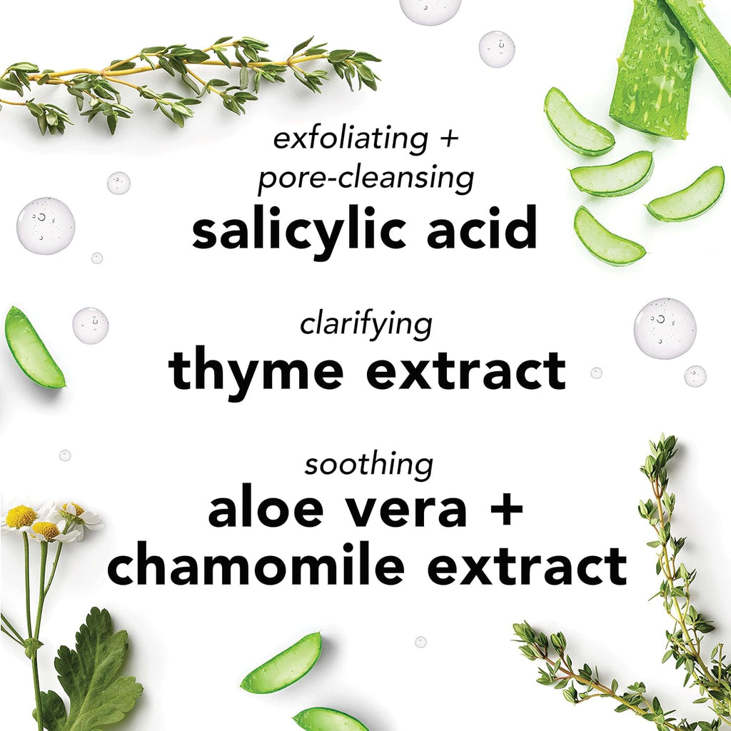 Acne Facial Cleanser for Combination & Oily Skin, Oil-Free Face Wash with Salicylic Acid & Aloe Vera, Deep Pore Clean
