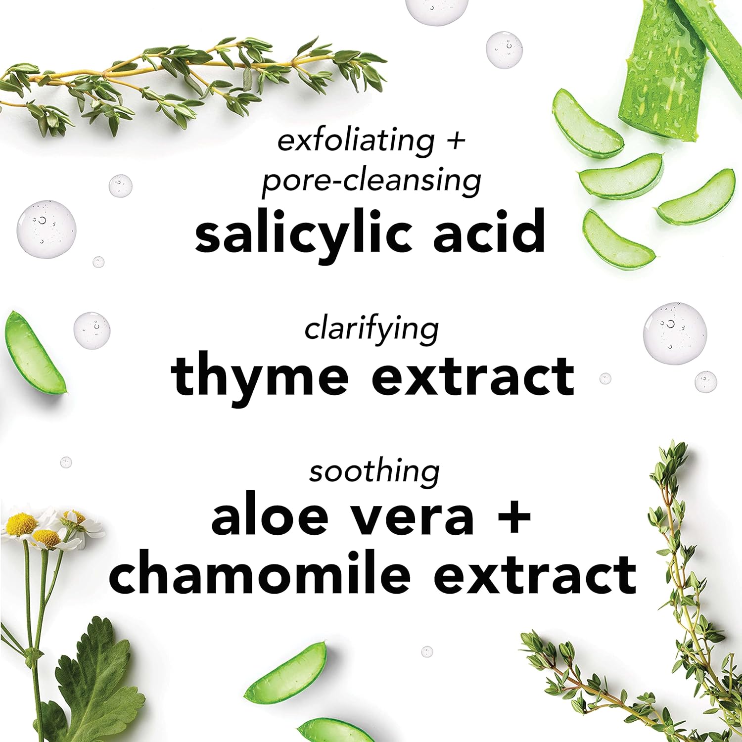 Acne Facial Cleanser for Combination & Oily Skin, Oil-Free Face Wash with Salicylic Acid & Aloe Vera, Deep Pore Clean
