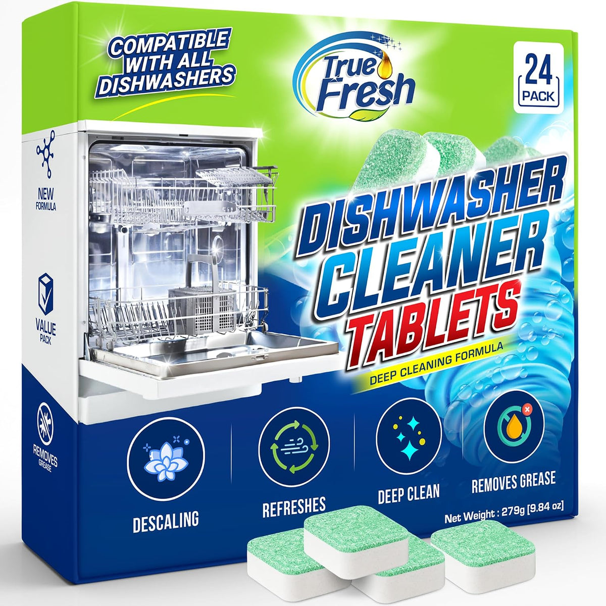 Dishwasher Cleaner & Deodorizer Tablets, 24-Pack