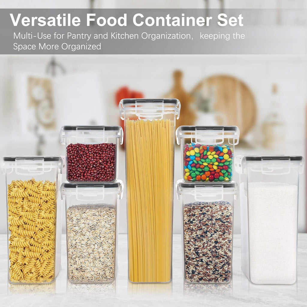 Airtight Food Storage Containers with Lids, 7 PCS BPA Free Kitchen Canisters for Spaghetti, Pasta, Dry Food, Flour