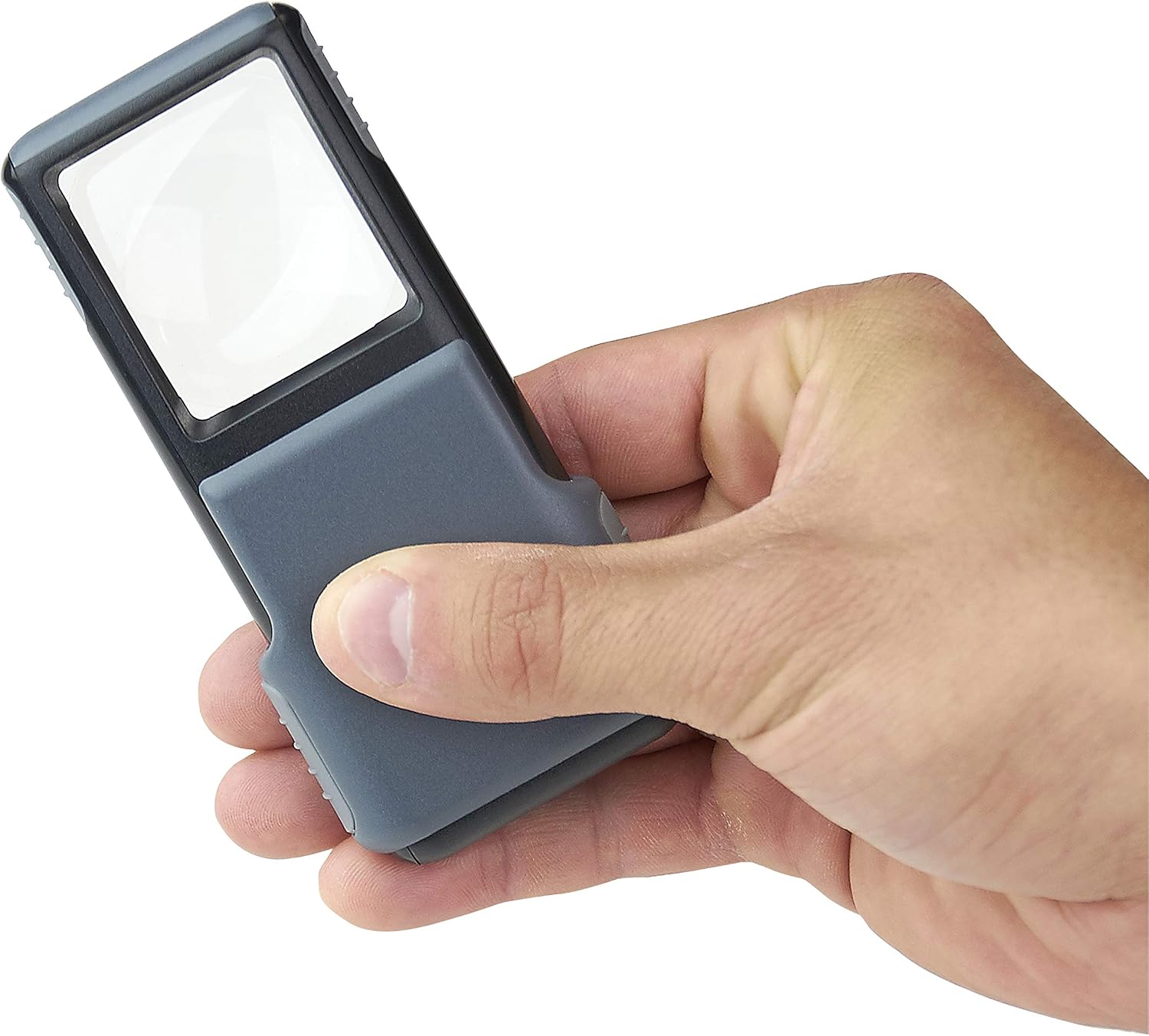 MiniBrite 5x LED Lighted Slide Out Pocket Magnifying Glass | Aspheric Lens Handheld Magnifier with Built-In Sliding