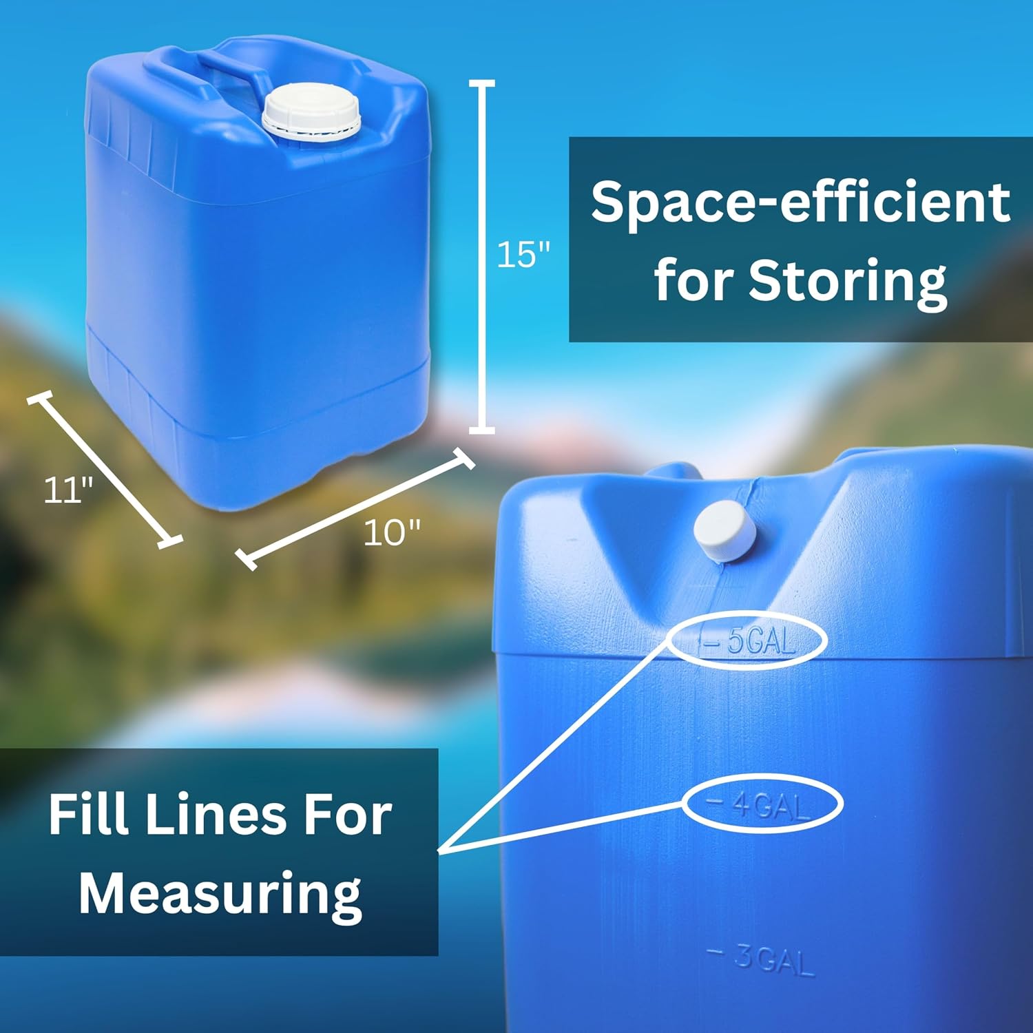 5-Gallon Stackable Water Tanks for Long-Term Emergency Storage | Complete Water Storage Kit for Survival with Lids