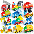 80Pcs Toddlers Car Building Blocks Set, 12Pcs Different Vehicles, Build Your Own Toy Cars, Compatible with Brand Name