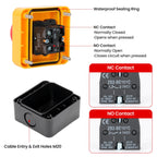 TOKCKYBL Emergency Stop Push Button Switch with Box, 660V 10A Weatherproof