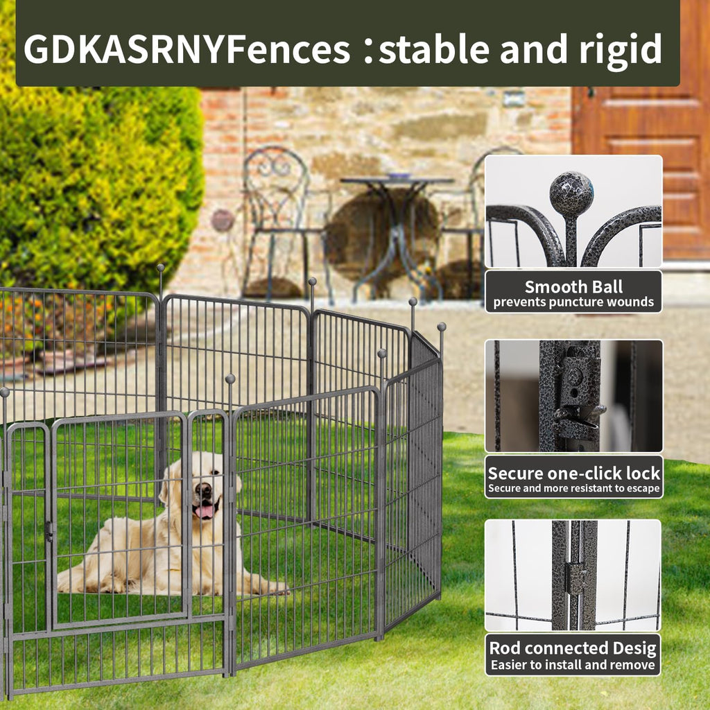 Dog Playpen,32/40/45 Inch Height in Heavy Duty, Folding Indoor Outdoor Anti-Rust Dog Exercise Fence, Portable Pet